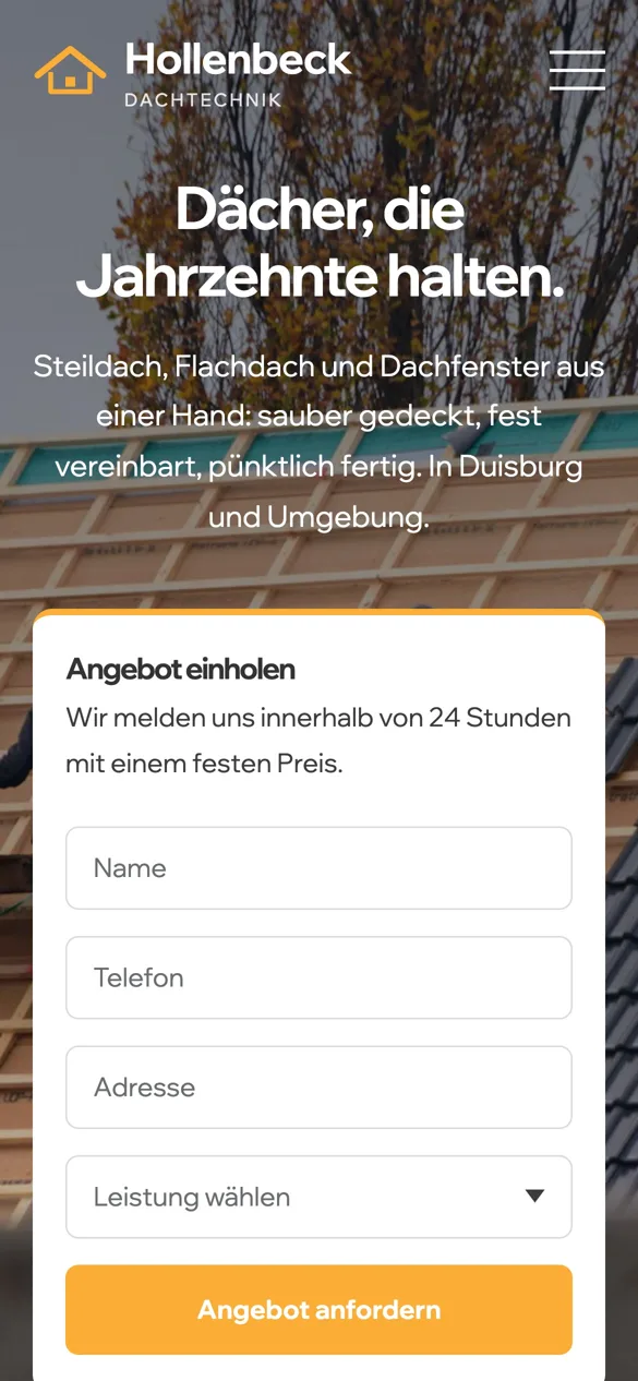 Derselbe Beispielentwurf als mobile Website