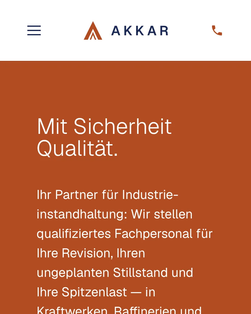 Beispiel-Entwurf der Akkar GmbH auf dem Handy
