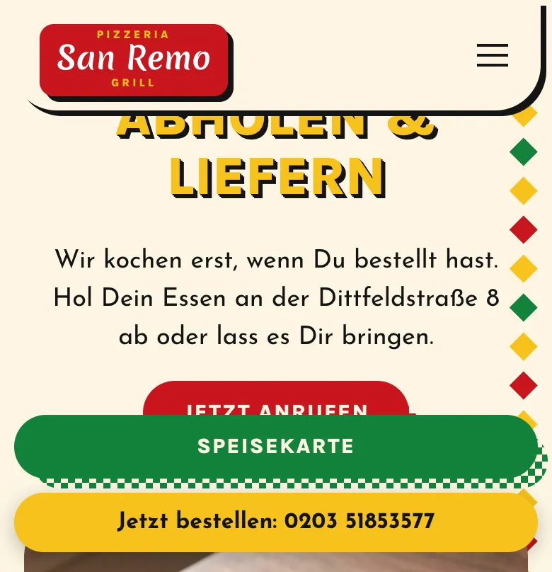 Abschnitt „Abholen & Liefern“ auf dem Handy